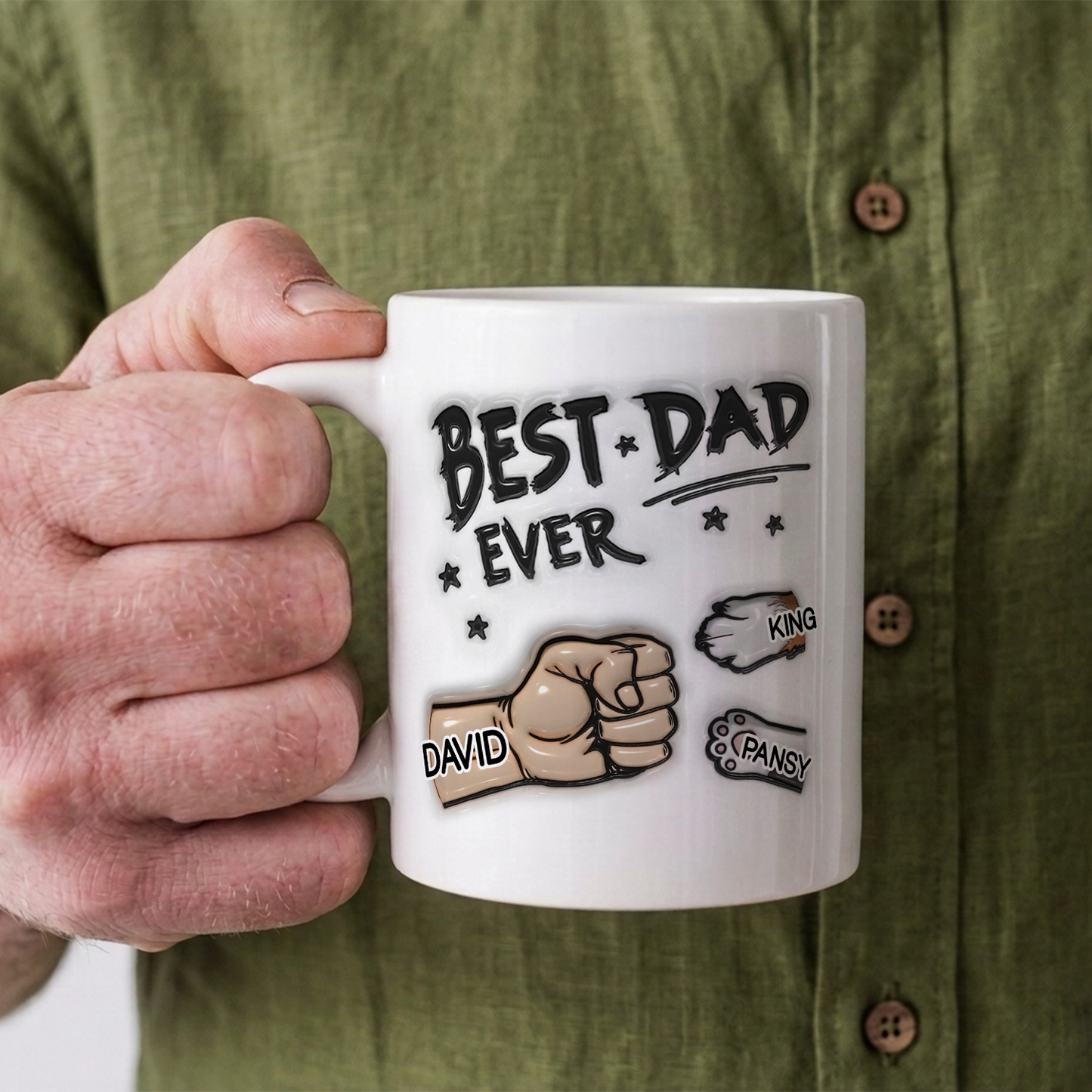 VPST11 Best Dad Ever 3D Inflated Effect - Personalized Mug