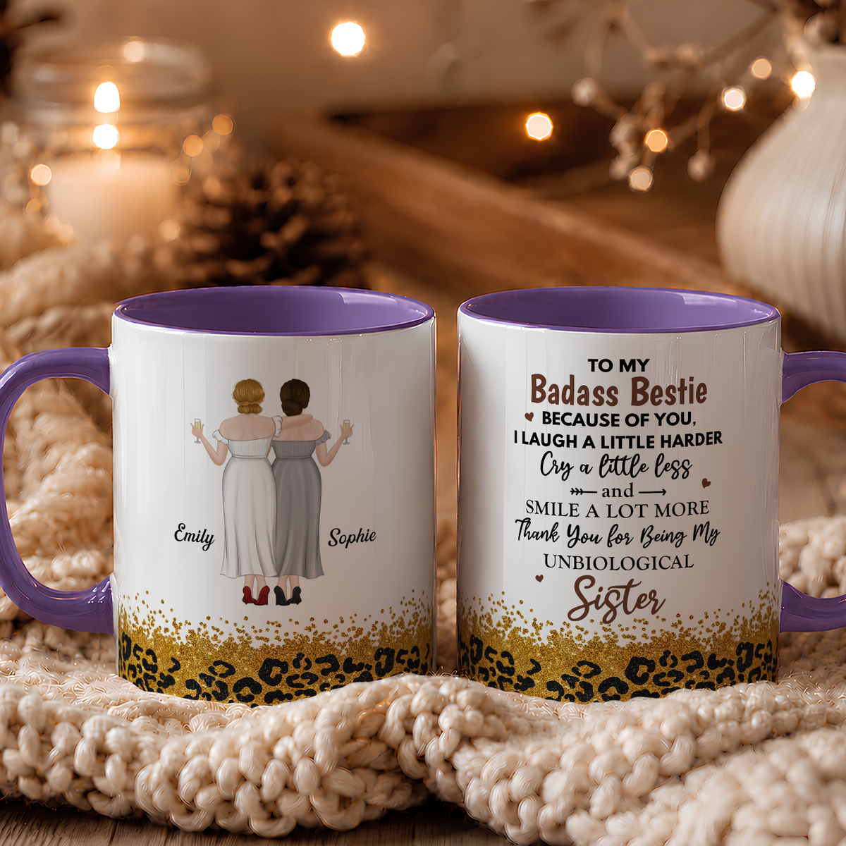 APST13 To My Badass Bestie Because Of You I Laugh A Little Harder - Personalized White Mug Accent Mug