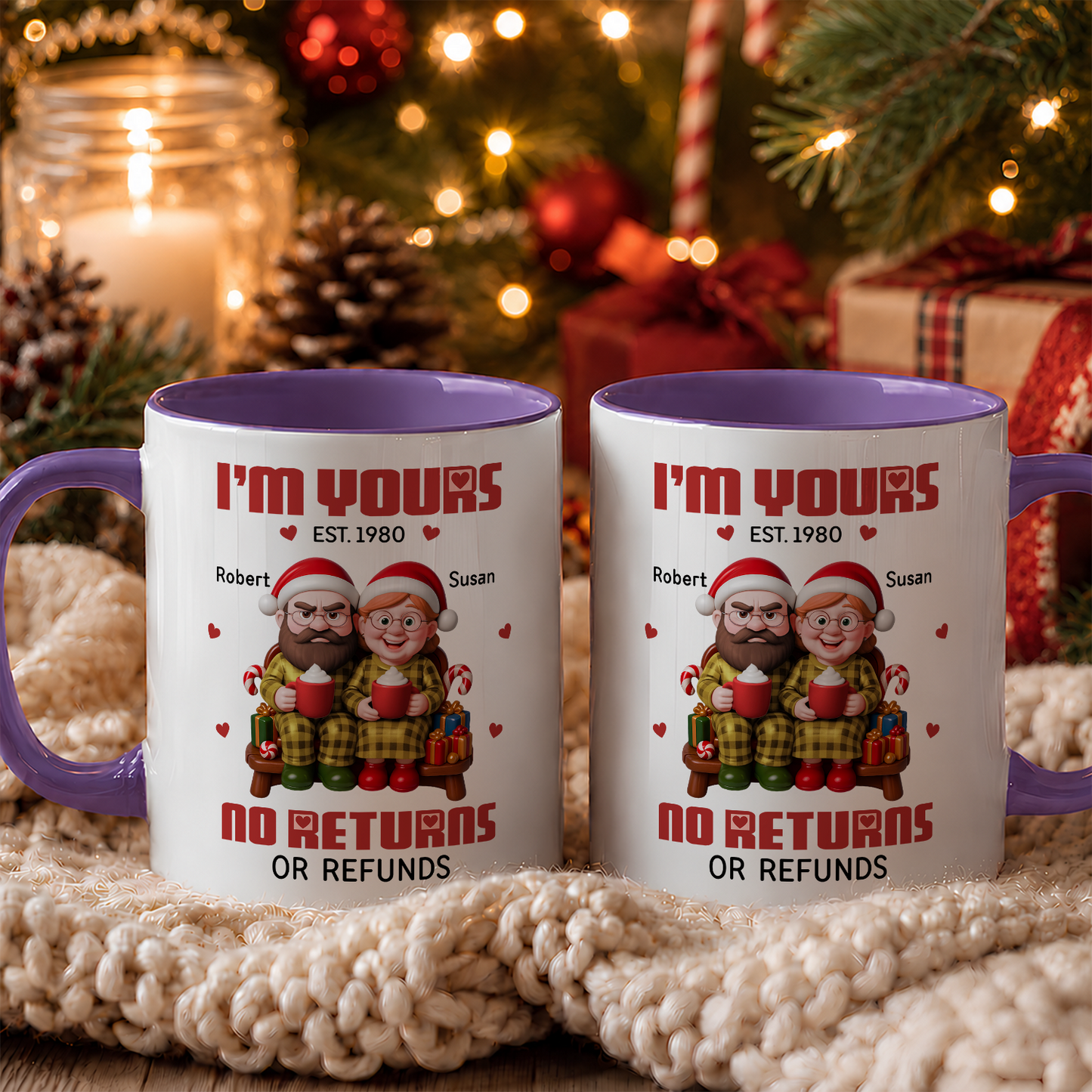 VPST56 I'm Yours No Returns Or Refunds Christmas Couple - White Mug Accent Mug