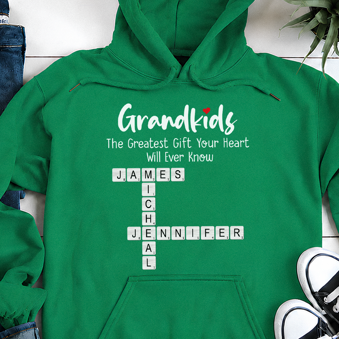 VPST53 Grandkids Make Life More Grand Kids Names Crossword Puzzle - Personalized T-shirt Hoodie