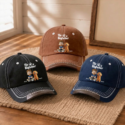 PSC02 The Dogfather Dog Lover - Personalized Custom Vintage Soft Baseball Cap