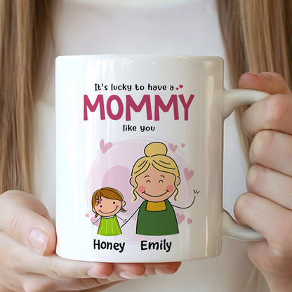 VPST03 It's Lucky To Have A Grandma/Grandpa Like You - Personalized White Mug Accent Mug