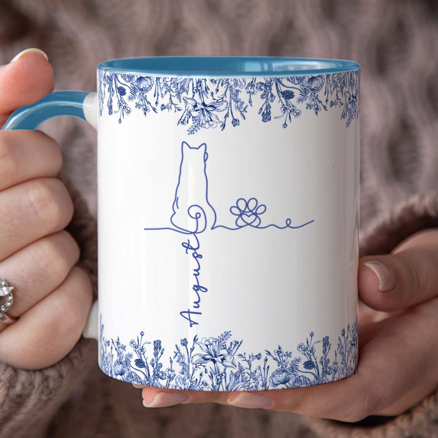 PSTM08 Toile De Jouy French Dog Line - White Mug Accent Mug Personalized