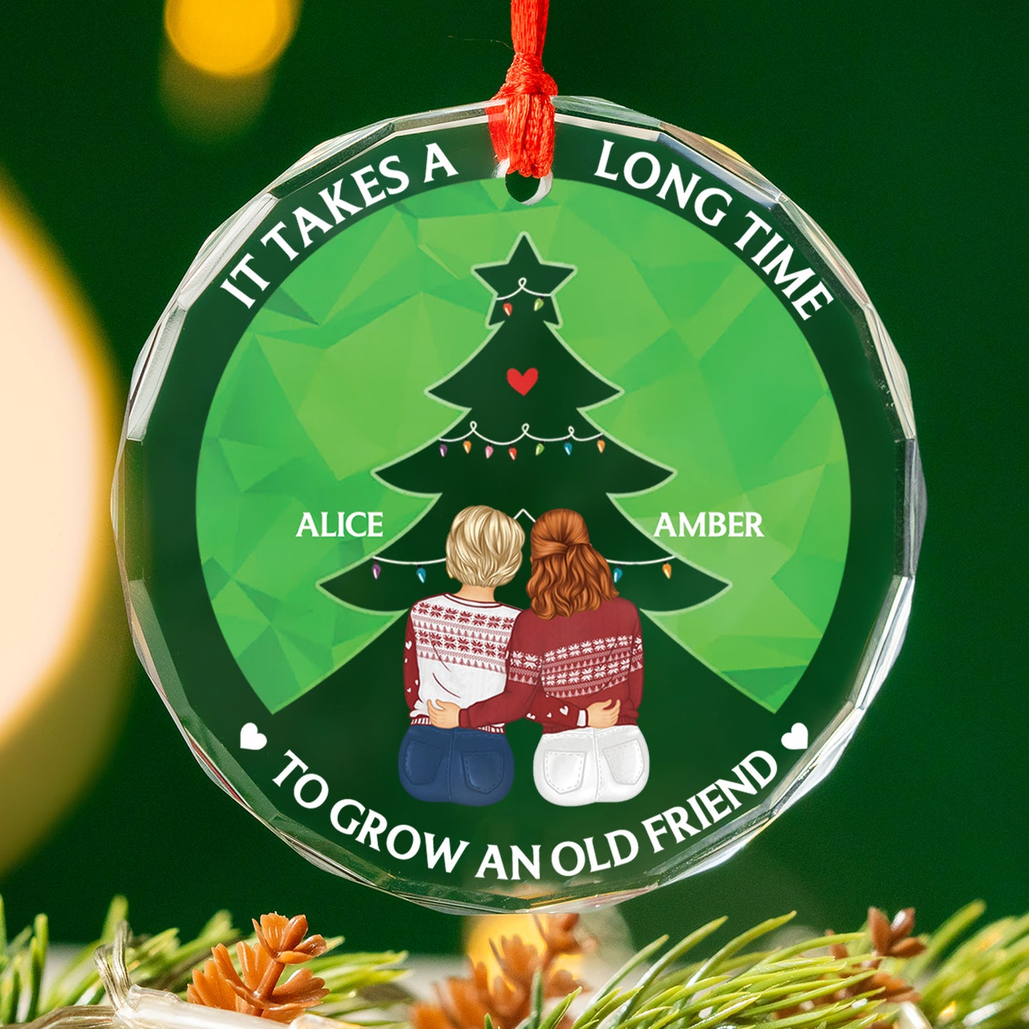 PSTG06 Grow An Old Friend Christmas Tree - Personalized Glass Ornament