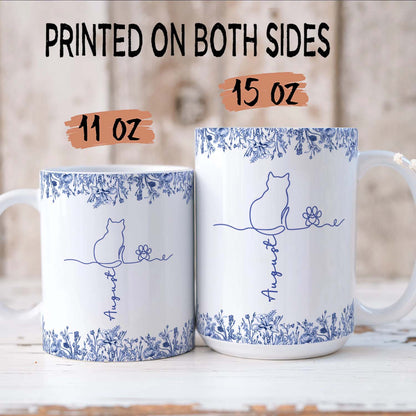 PSTM09 Toile De Jouy French Cat Line - White Mug Accent Mug Personalized