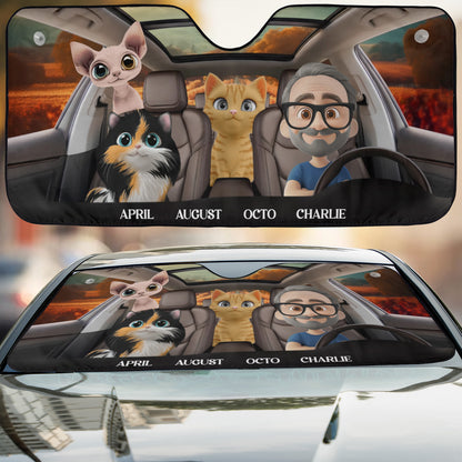 PSTC04 Cat Dad Mom - Personalized Custom Car Sunshade