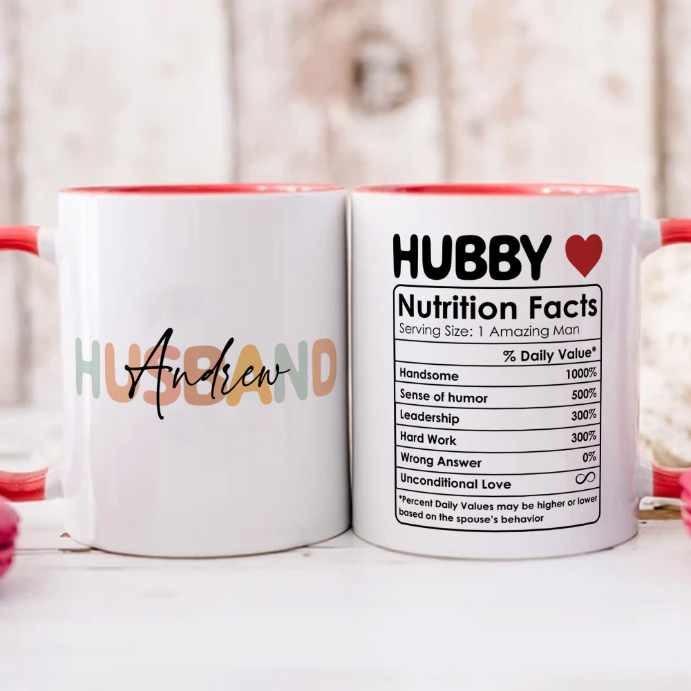 PST217 Husband Nutrition Facts - Personalized White Mug Accent Mug