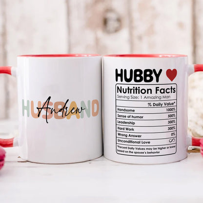 PST217 Husband Nutrition Facts - Personalized White Mug Accent Mug