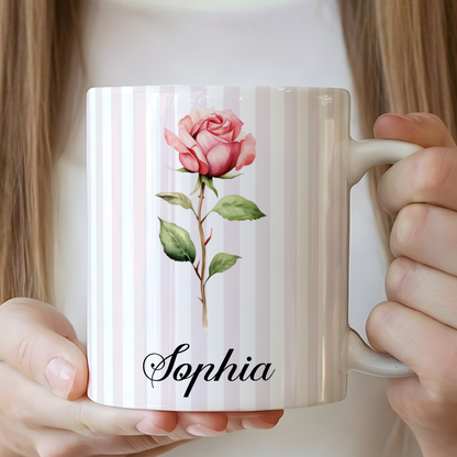 VPST75 Birth Flower Custom Name - Personalized White Mug Accent Mug