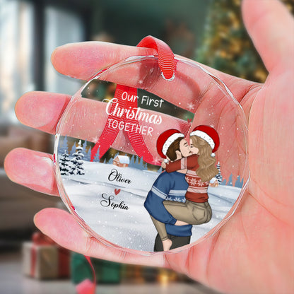 PST247 Our First Christmas Together - Personalized Glass Ornament