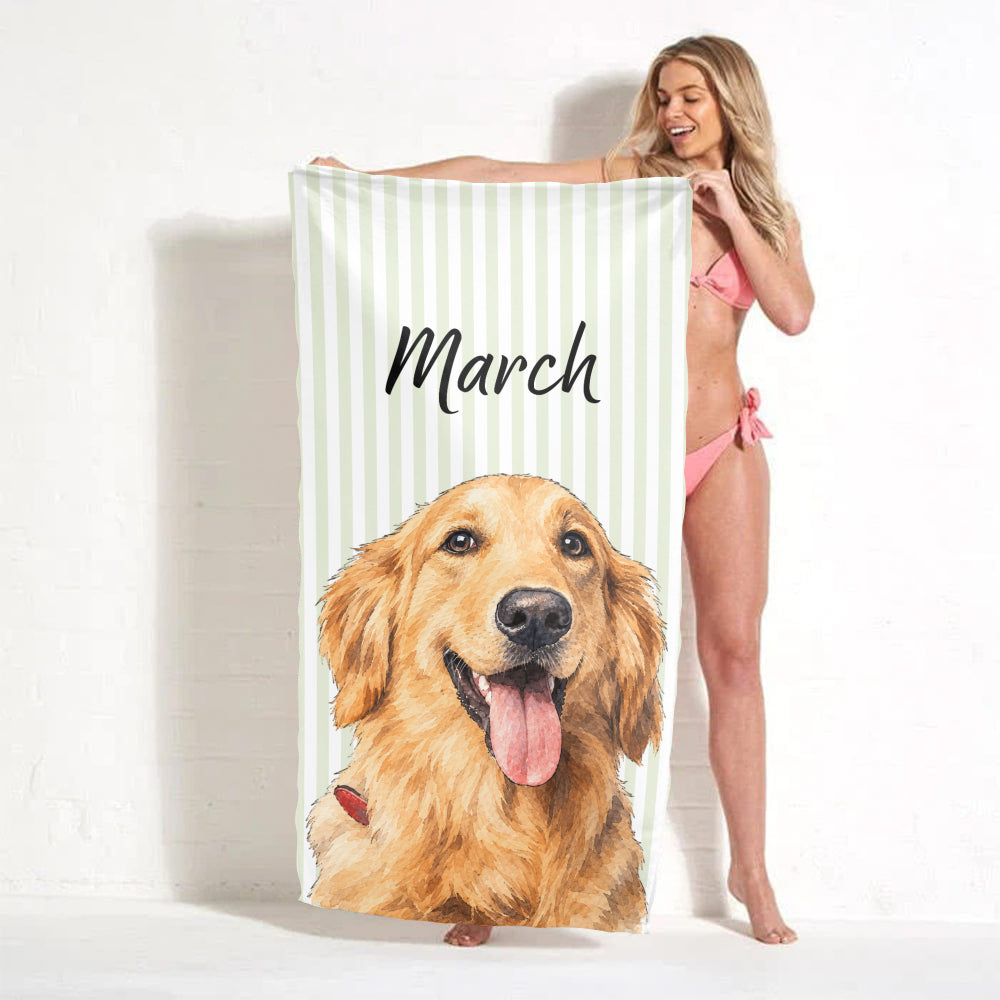 PST233 Photo Upload Pet's Lover Gingham - Personalized Beach Towel