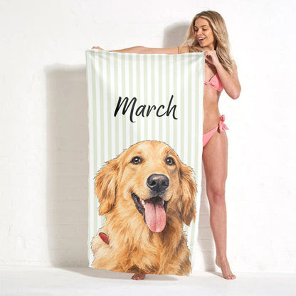 PST233 Photo Upload Pet's Lover Gingham - Personalized Beach Towel