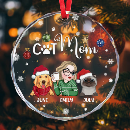 PSTG13 Fur Mom - Personalized Glass Ornament