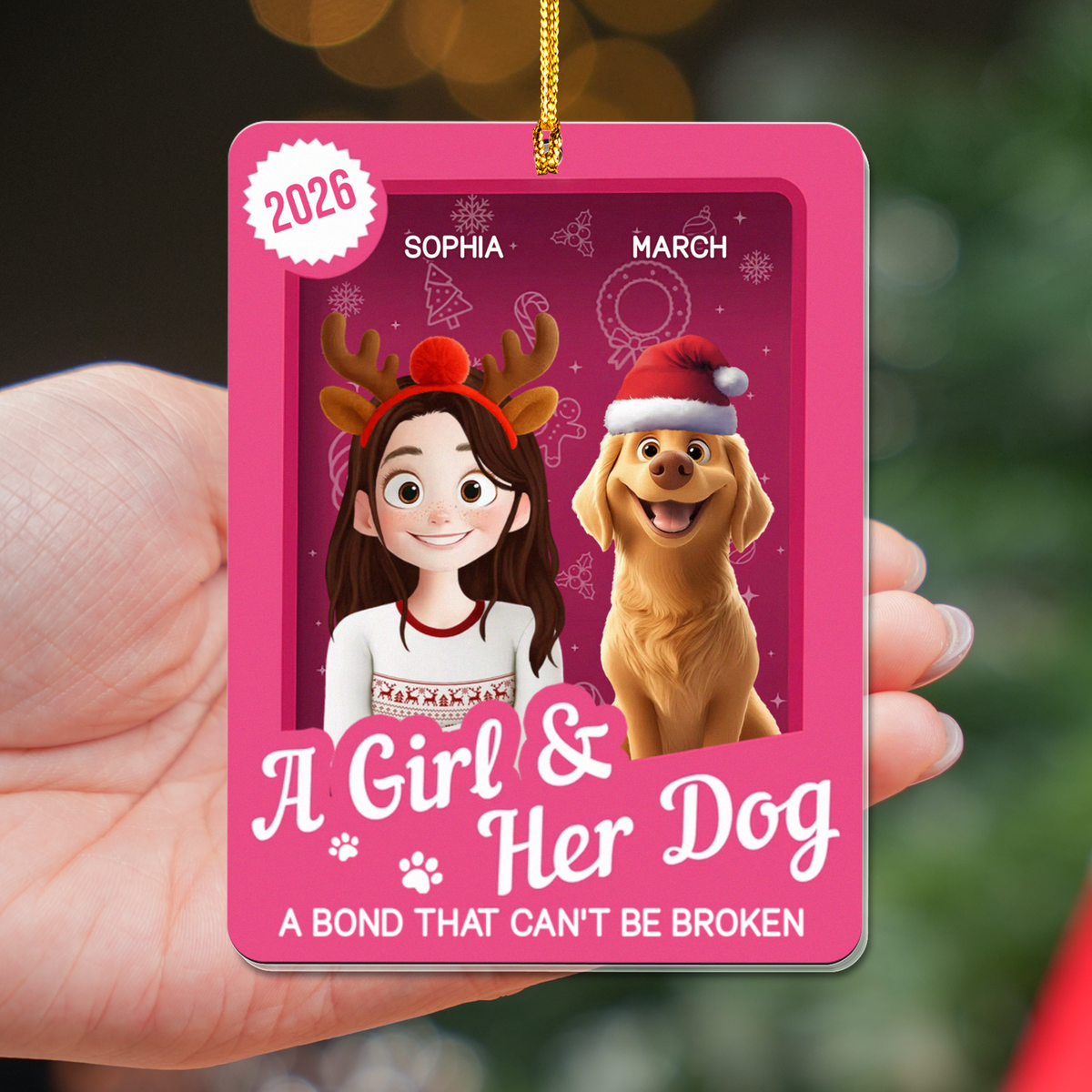 PSTG14 A Girl And Her Dog A Bond That Can't Be Broken - Personalized Acrylic Ornament