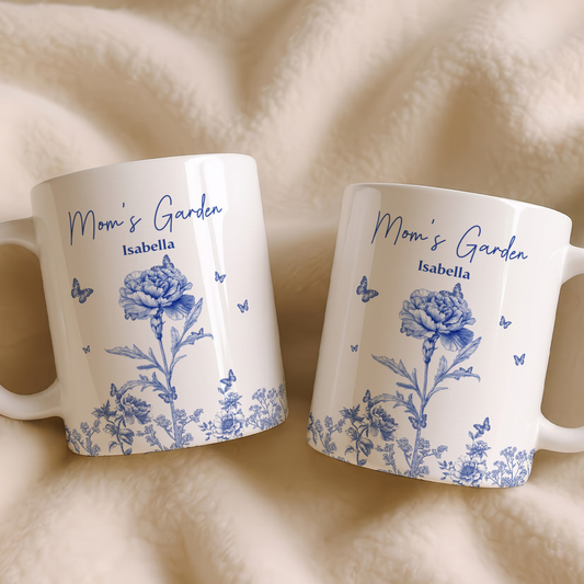 MPST18 Grandma's Garden Toile De Jouy Birth Flowers - Personalized White Mug Accent Mug