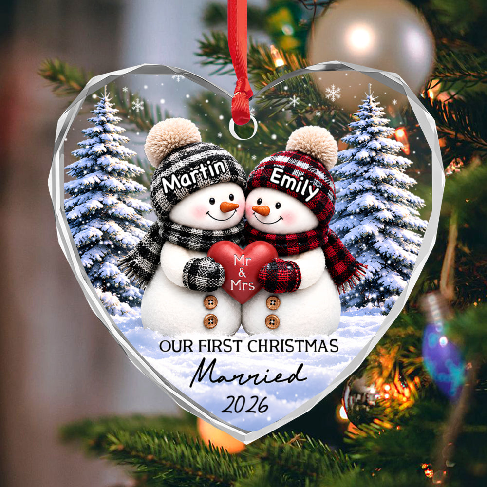 UPST176 Our First Christmas Married - Personalized Glass Ornament