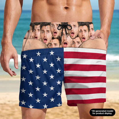 PST238 Upload Photo Funny Beach Short For Man - Personalized Custom Beach Short