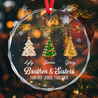 UPST185 Brother Sister Forever Linked Together - Personalized Glass Ornament