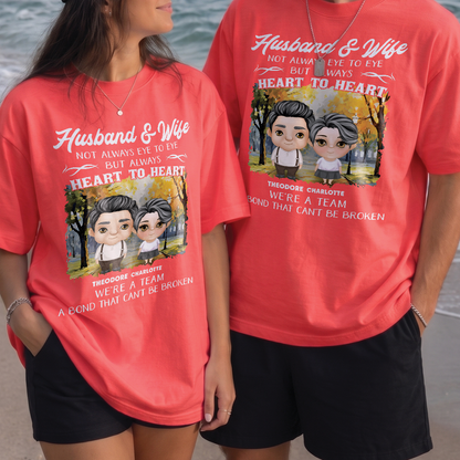 MPST07 Husband Wife Heart To Heart A Bond That Can't Be Broken - Personalized T-shirt Hoodie