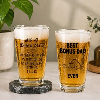 VPST15 Best Bonus Dad Ever Fist Bump - Personalized Beer Glass