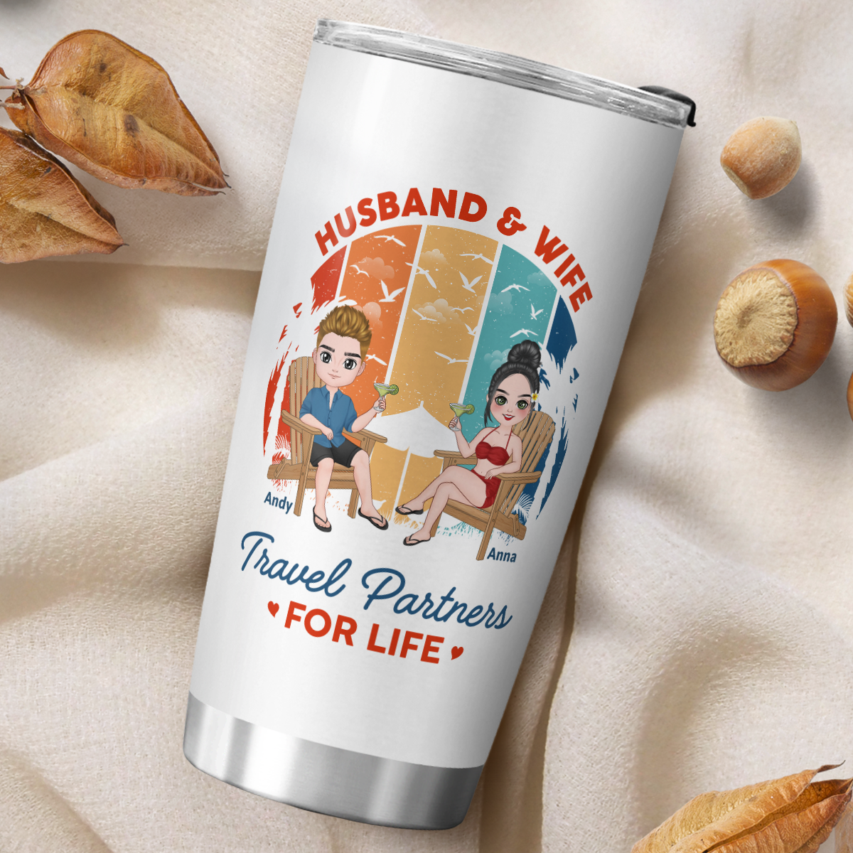 VPST36 Husband and Wife Travel Partners For Life - Personalized Custom Tumbler