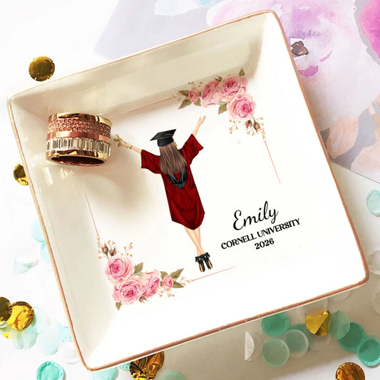 PSD07 Graduation Gift Flower - Personalized Custom Jewelry Dish