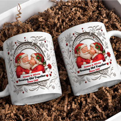 VPST59 Growing Old Together Mr and Mrs Claus Christmas Couple - White Mug Accent Mug