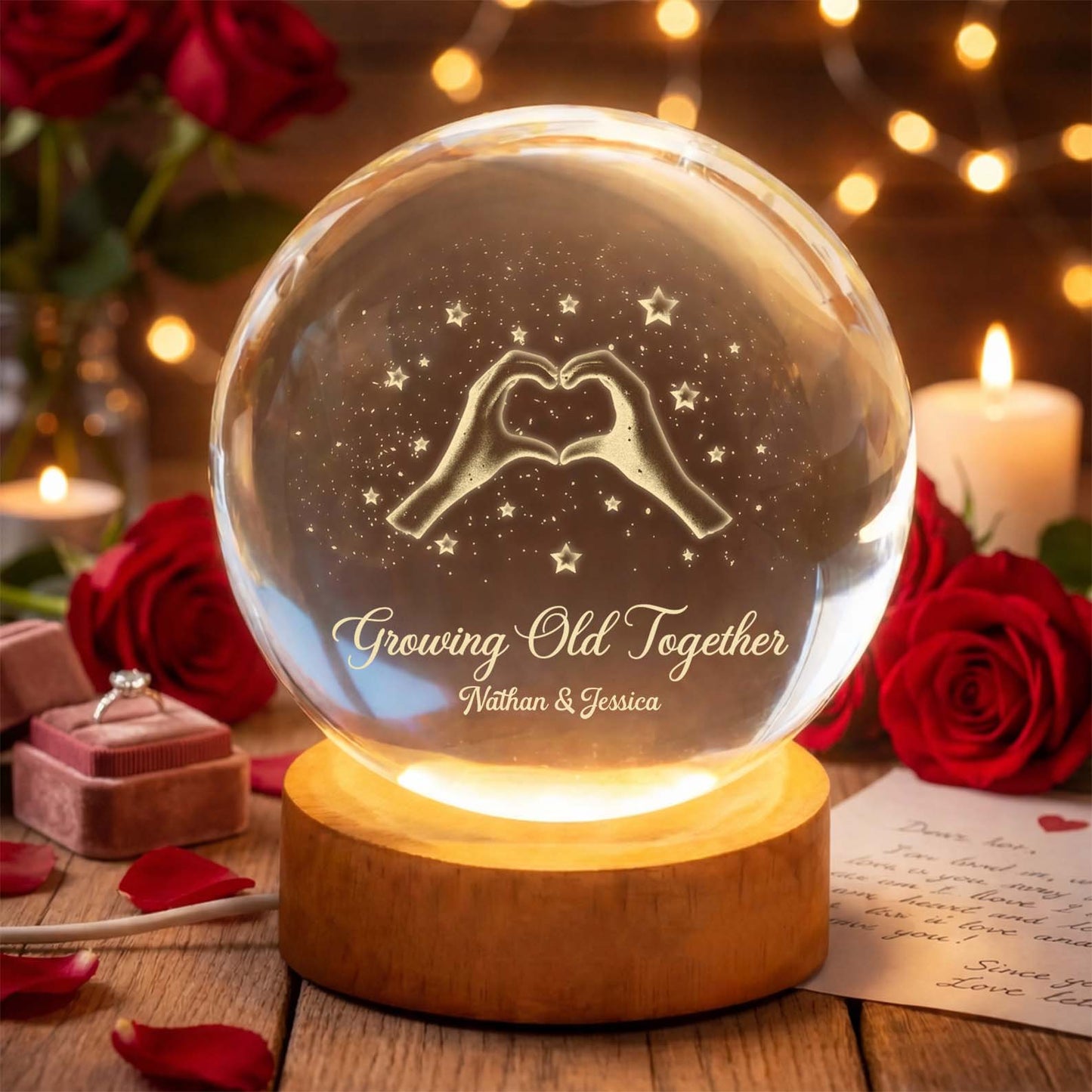 PCB08 Grateful For Every Moment With You - Custom 3D Crystal Ball Lamp