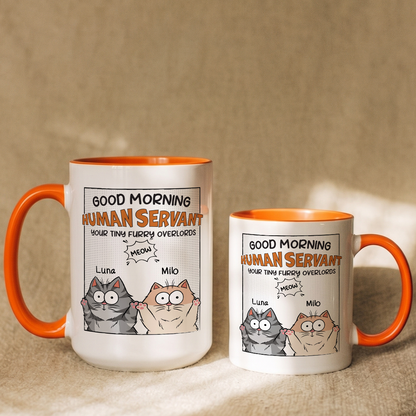 MPST09 Happy Father's Day Human Servant Your Tiny Furry Overlord - Personalized White Mug Accent Mug