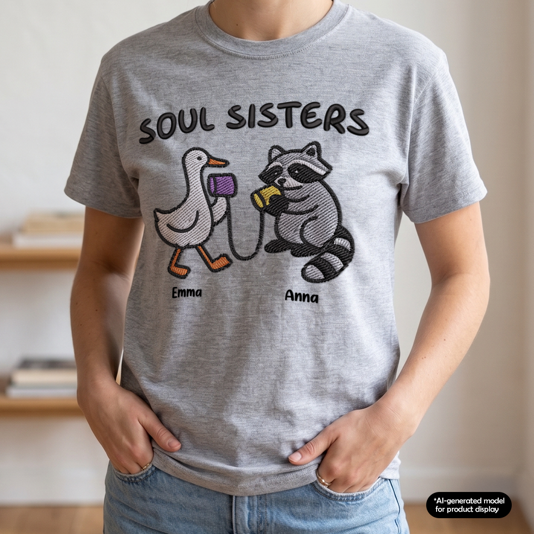 MPST01 Soul Sisters Embroidery Effect - Personalized T-shirt Hoodie