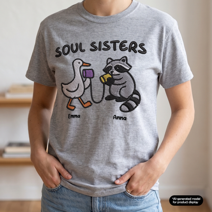 MPST01 Soul Sisters Embroidery Effect - Personalized T-shirt Hoodie