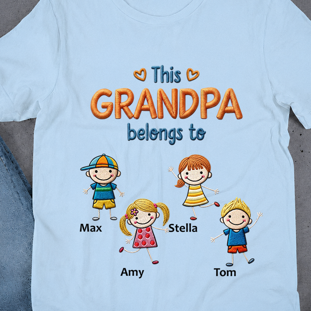 VPST12 This Grandpa Belong To Embroidery Effect - Personalized Custom T-shirt Hoodie