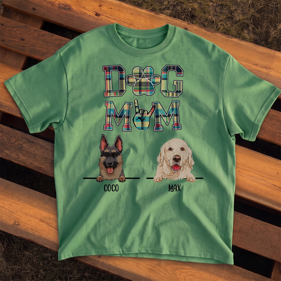 MPST16 Dog Mom Leopard Gingham - Personalized T-shirt Hoodie