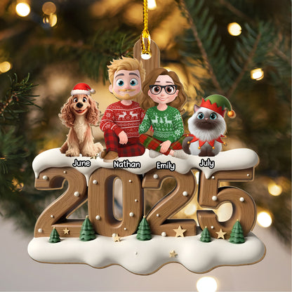 PSTG09 2025 Fur Parents Christmas 3D Effect - Personalized Wood Ornament