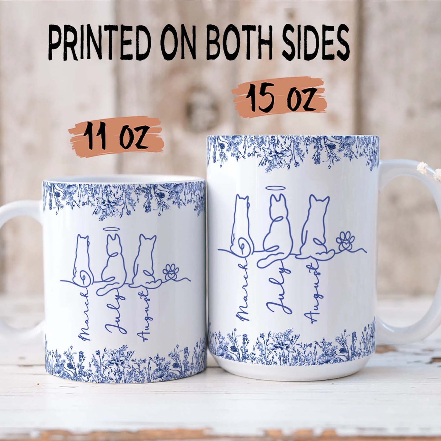 PSTM08 Toile De Jouy French Dog Line - White Mug Accent Mug Personalized