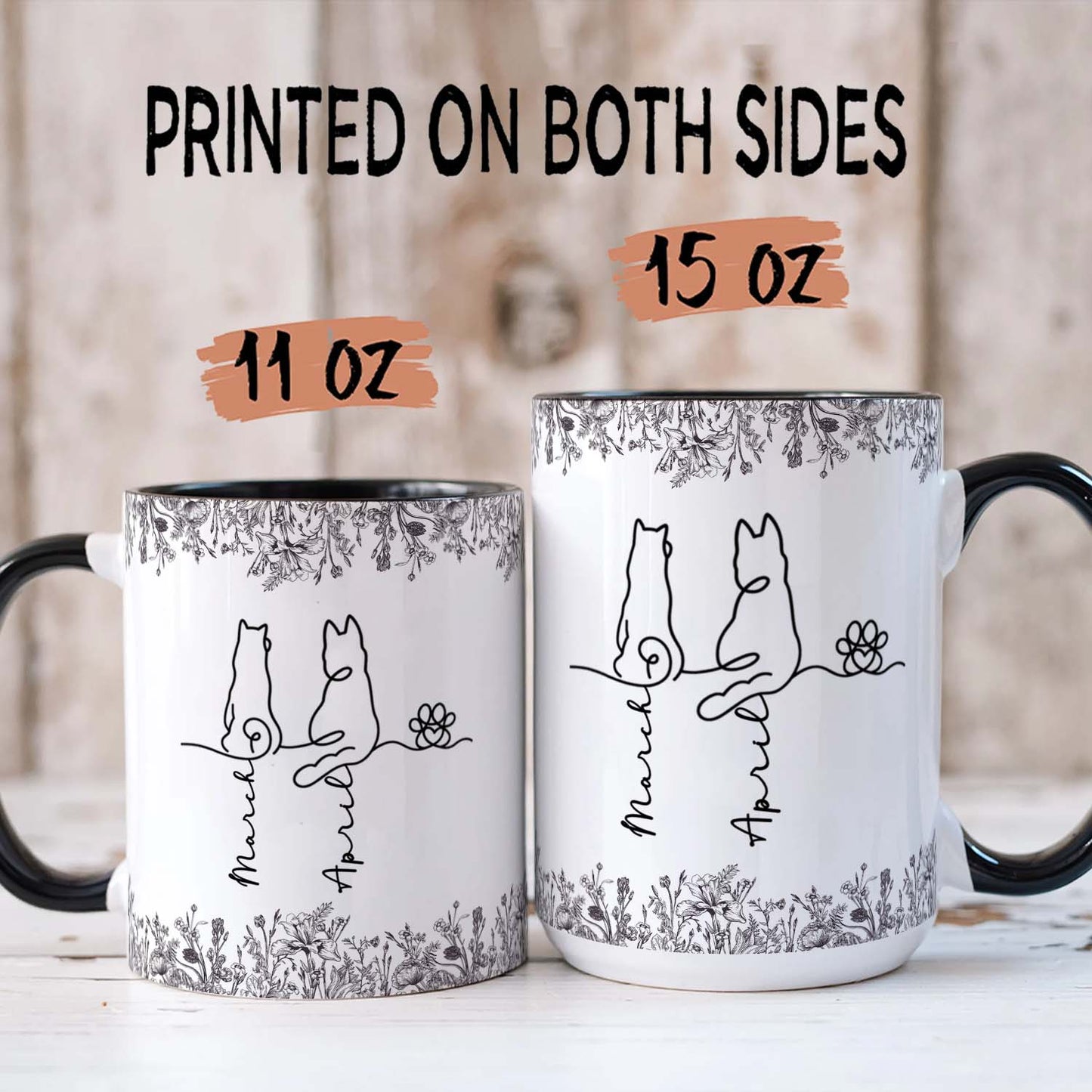 PSTM08 Toile De Jouy French Dog Line - White Mug Accent Mug Personalized