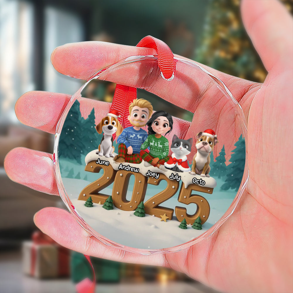 PSTG12 2025 Fur Parents Christmas 3D Effect - Personalized Glass Ornament