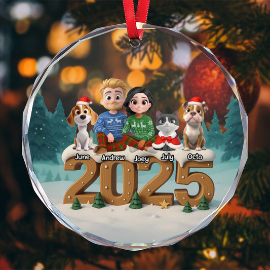 PSTG12 2025 Fur Parents Christmas 3D Effect - Personalized Glass Ornament