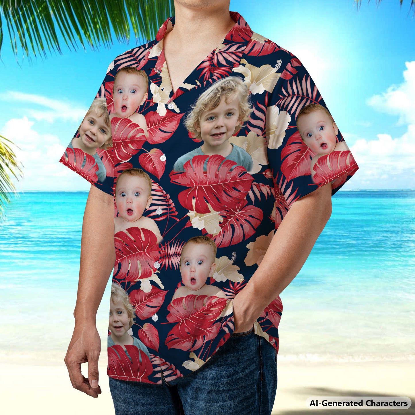PSH01 Happy Father's Day - Personalized Photo Upload  Hawaiian Shirt