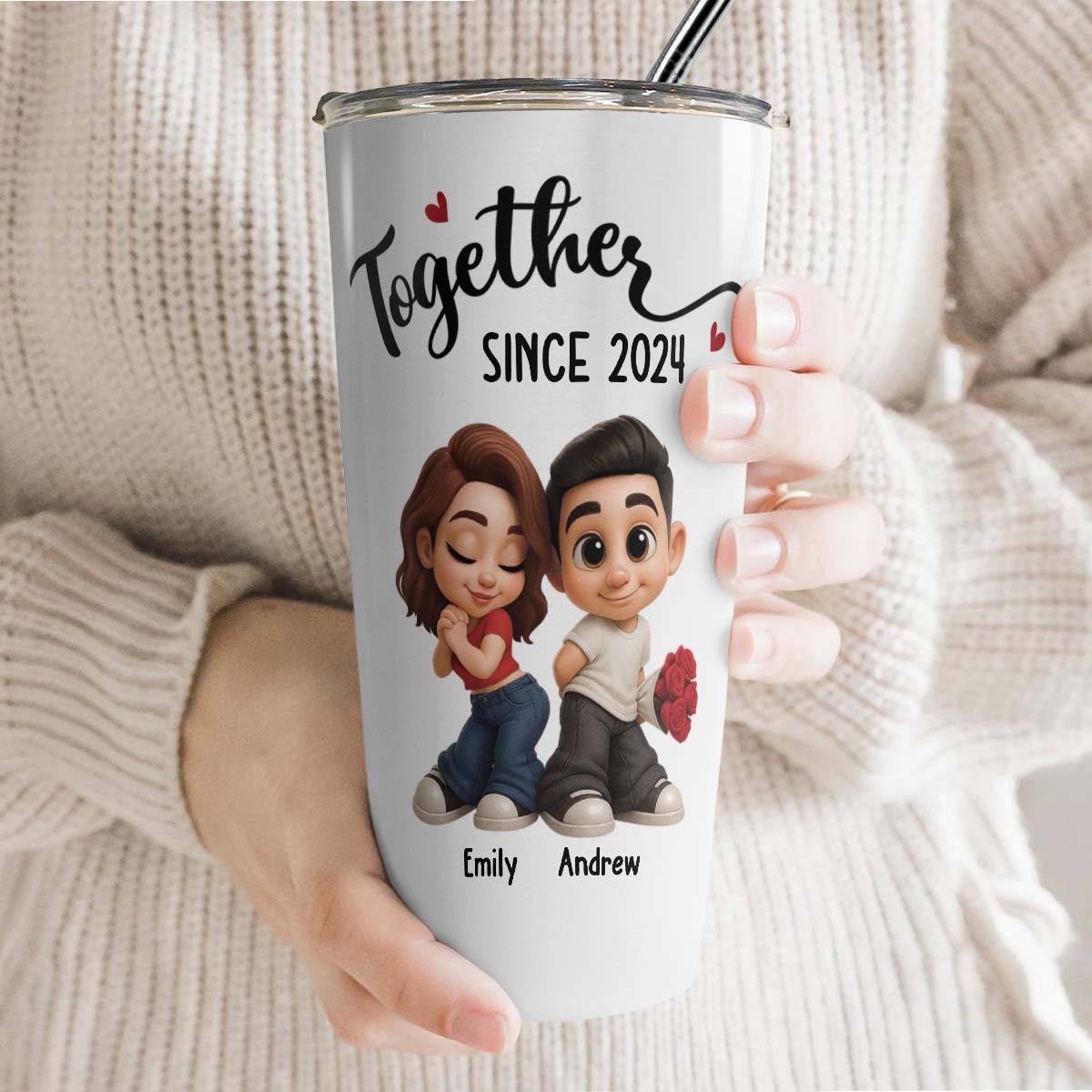 PST98 Couple Together Rose - Personalized Custom Tumbler