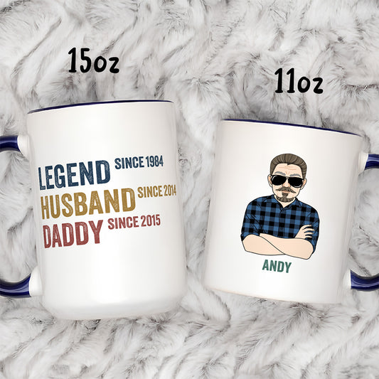UPST33 Legend Husband Daddy Grandad - Personalized White Accent Mug