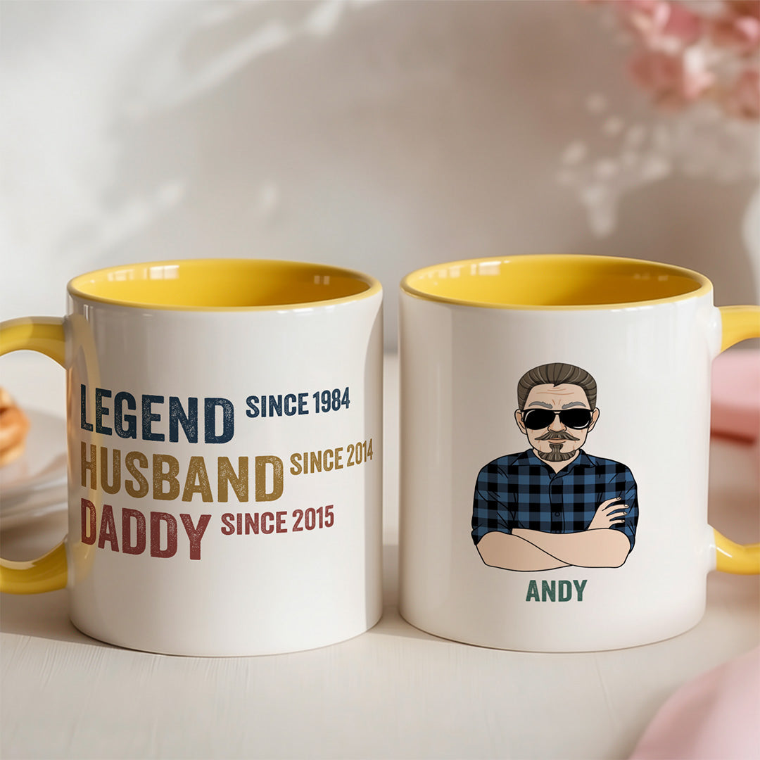 UPST33 Legend Husband Daddy Grandad - Personalized White Accent Mug