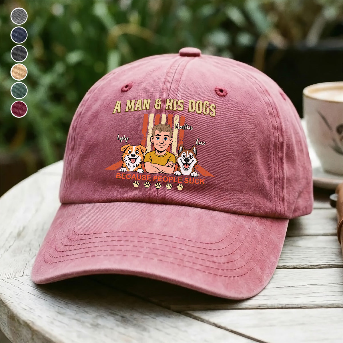 UPST34 A Man And His Dog Retro Style - Personalized Custom Wash Denim Cap
