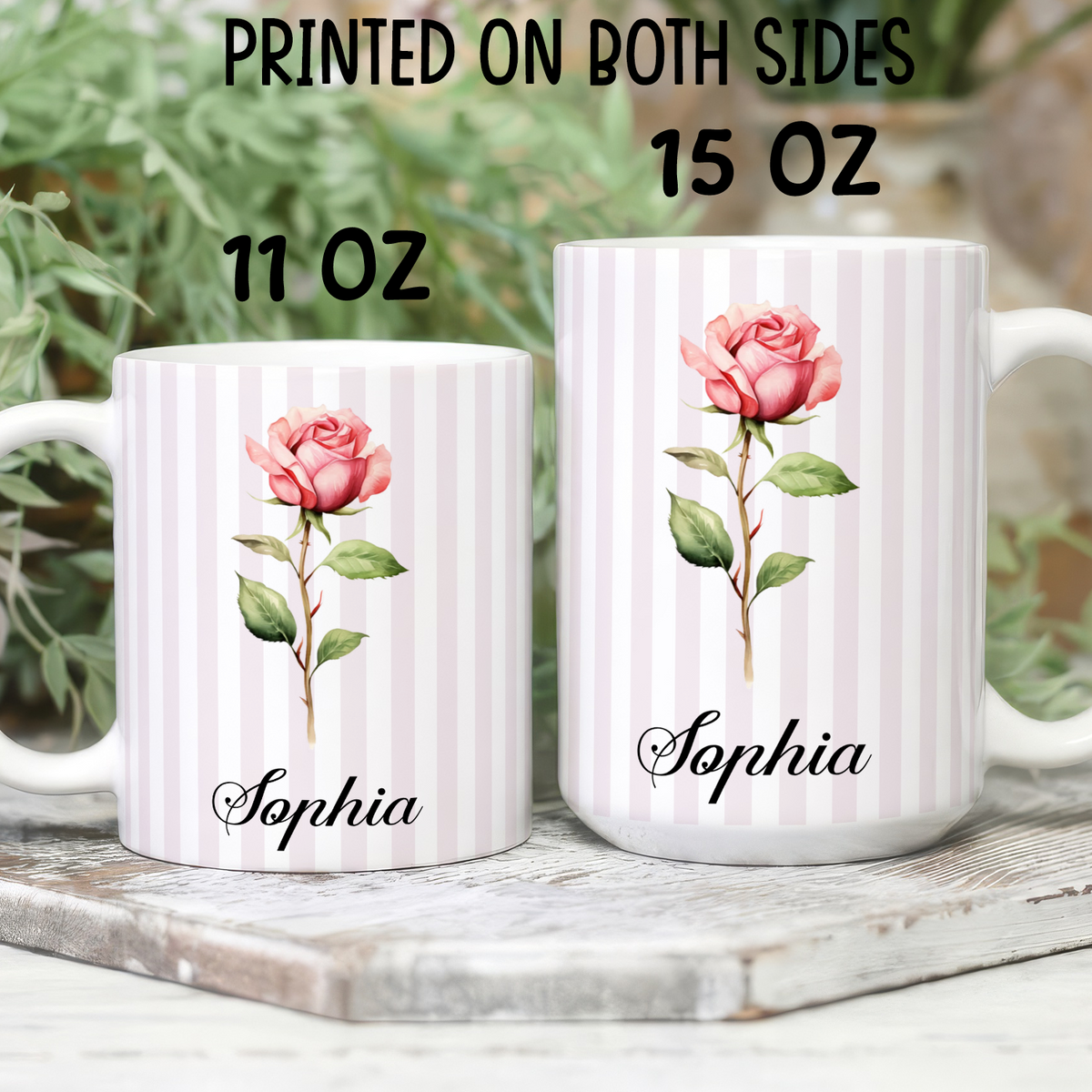 VPST75 Birth Flower Custom Name - Personalized White Mug Accent Mug