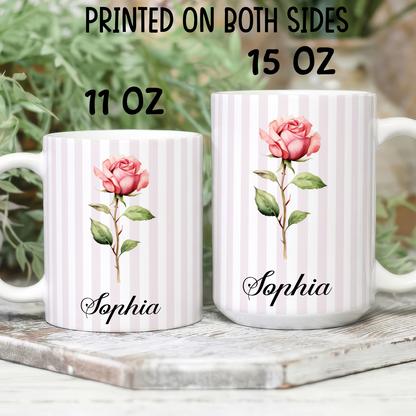 VPST75 Birth Flower Custom Name - Personalized White Mug Accent Mug