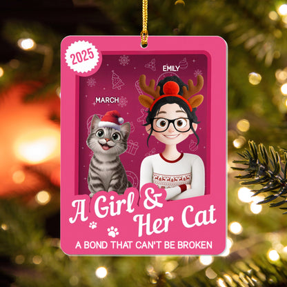 PSTG07 A Girl And Her Cat A Bond That Can't Be Broken - Personalized Acrylic Ornament