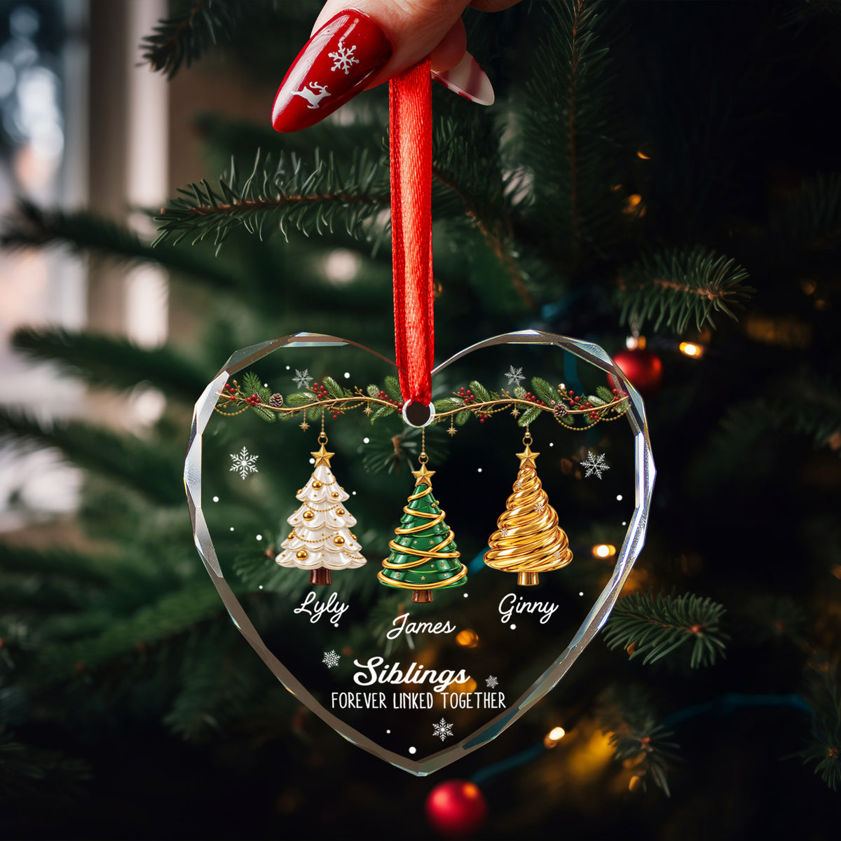 UPST185 Brother Sister Forever Linked Together - Personalized Glass Ornament