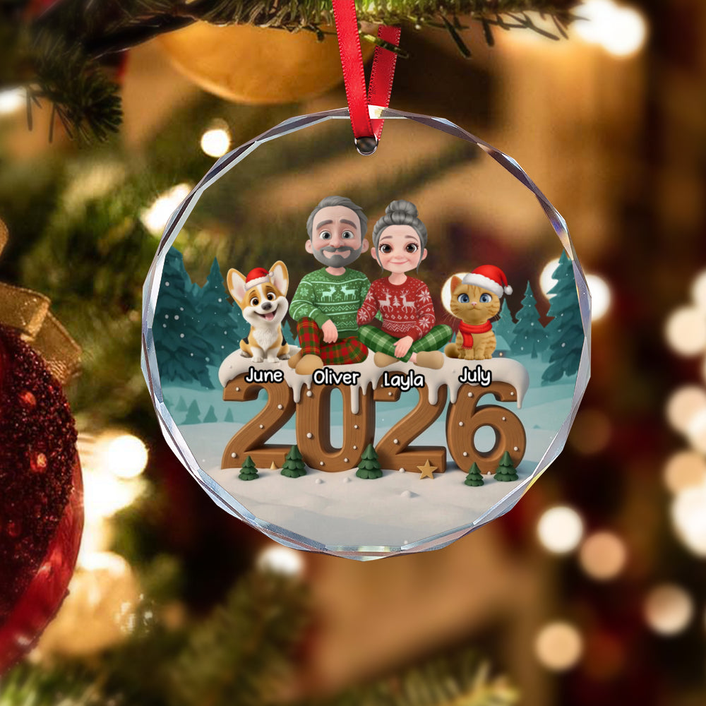 PSTG17 2026 Fur Parents Christmas 3D Effect - Personalized Glass Ornament