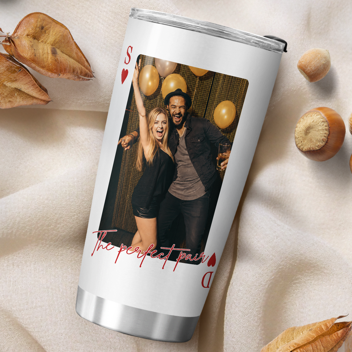 VPST63 King & Queen Of Heart Playcard - Personalized Custom Tumbler