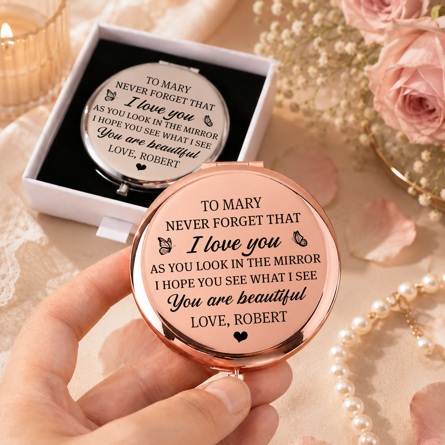 VPST42 Never Forget That I Love You - Personalized Custom Compact Mirror